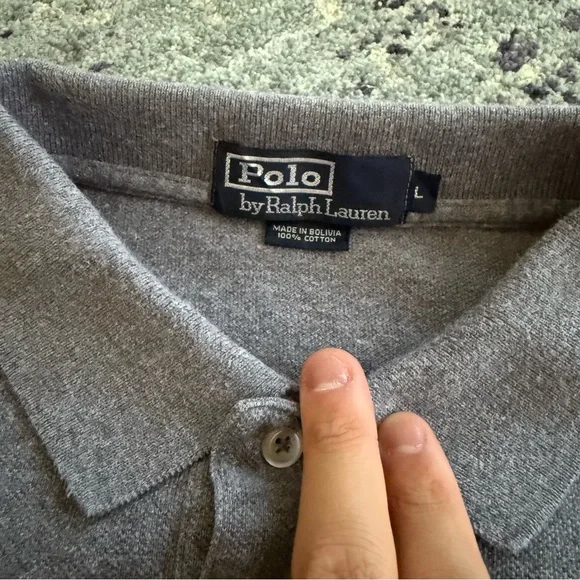 Dark Heather Gray Vintage Polo by Ralph Lauren Men’s Size Large 100% Cotton Polo - Picture 3 of 5